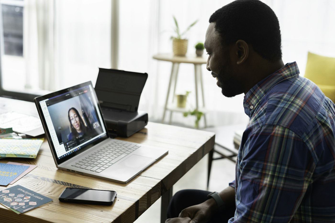 A man on a video call